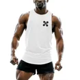 thumbnail image 4 of Chaleco de hombre para entrenamiento físico, correr, transpirable, cómodo, suelto, para movimiento, para las cuatro estaciones, estampado simple, para uso exterior e interior, 4 of 5