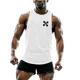 thumbnail image 4 of Chaleco de hombre para entrenamiento físico, correr, transpirable, cómodo, suelto, para movimiento, para las cuatro estaciones, estampado simple, para uso exterior e interior, 4 of 5