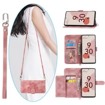 Nalacover Case for Google Pixel 6, PU Leather Wallet Phone Crossbody Flip Case with Credit Card Holder and Shoulder Wrist Strap Magnetic Stand Shockproof Cover For Google Pixel 6, Pink