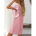 thumbnail image 5 of Yesfashion Women's Mid-Length Dress Twist Stripes Ruffled Short Sleeves Round Neck Dress, 5 of 9