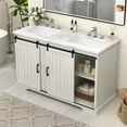 thumbnail image 2 of Yamissi 54" Double Sink Bathroom Vanity with Marble Countertop, 2 Deep Drawers with 4 Shelves, Undermount Ceramic Sinks, Fully-assembled, Grey, 2 of 9