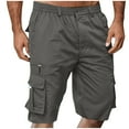 thumbnail image 2 of Mens Shorts Elastic Waist Cargo Cargo Shorts for Men Casual Summer Hiking Pants Elastic Waist Big and Tall Knee Length Multi-Pockets Bermuda Shorts, 2 of 6