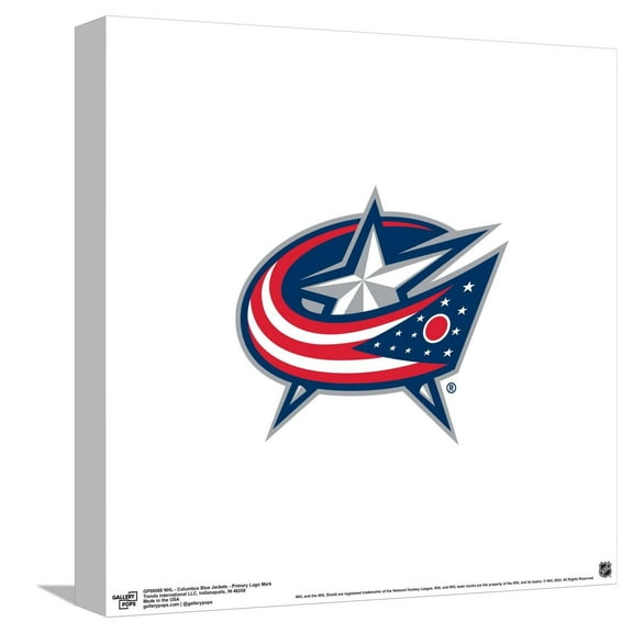 Gallery Pops NHL Columbus Blue Jackets - Primary Logo Mark Canvas Wall Art, Unframed Version, 12" x 12"