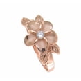 thumbnail image 2 of Pink rose gold plated sterling silver 925 Hawaiian plumeria flower cz maile leaf ring size 6.5, 2 of 4