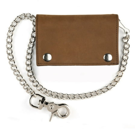 XL Deluxe Retro Brown Leather Men's Chain Wallet