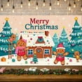 thumbnail image 3 of Gingerbread Man Christmas Banner Gingerbread House Xmas Display Snowflake Colorful Decorations Holiday Backdrop for Christmas Party Home Decor Indoor Celebration, 3 of 9