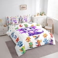 thumbnail image 2 of Feelyou Cute Kawaii Flying Dragon Twin Bedding Sets for Kids Boys Girls, Cartoon Wildlife Bedding Comforter Set, White Purple, Polkadot Reversible, 7 Pieces, 2 of 7
