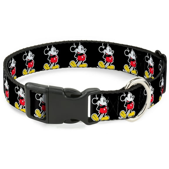 Disney Pet Collar, Dog Collar Plastic Buckle, Classic Mickey Mouse Pose Black, 13 to 17 Inches 1.5 Inch Wide