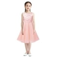 thumbnail image 3 of RUNQHUI Flower Girl Dress Big Girls Sequined Lace Chiffon Sleeveless Pageant Wedding Party Dress Porm Pearl Pink 12, 3 of 7
