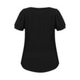 thumbnail image 5 of Stylish Olyvenn Womens Shirts Dressy Casual Summer Tops Puff Sleeve Work Blouses Pleated Front Trendy Tshirts Loose Fit Tunic Tops Black XXL, 5 of 7