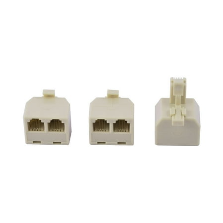 RJ11 6P4C 1 Male to 2 Female Port Network Cable Plug Ethernet Splitter