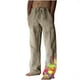 thumbnail image 2 of Pantalones largos de verano para hombre, de algodón y lino, con pierna ancha, estampados, con cordones, para deportes y vacaciones, 2 of 6