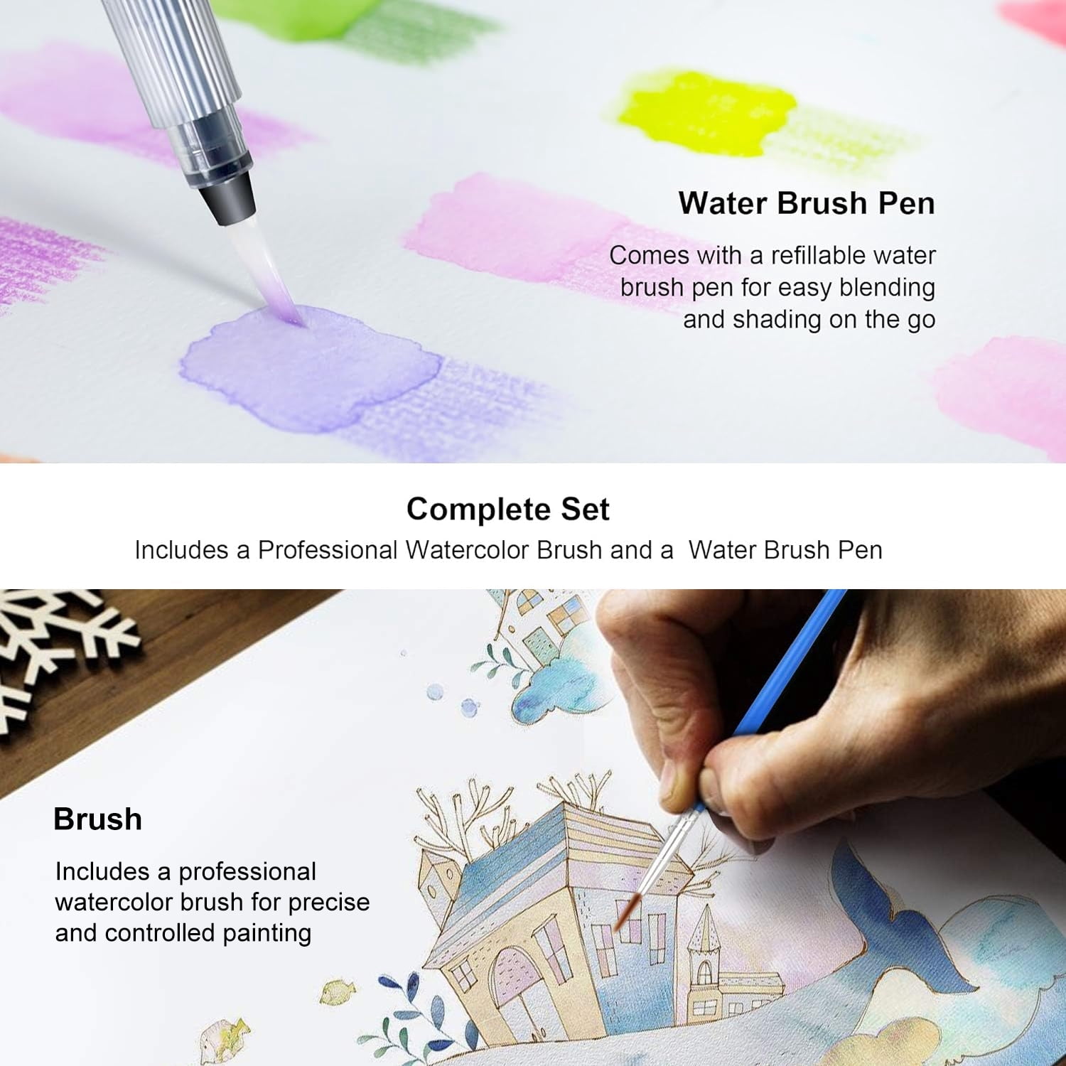 48 Watercolor Pencil Art Kit with Water Brush, Vibrant Water-Soluble Drawing Set for Painting, Sketching, and Coloring