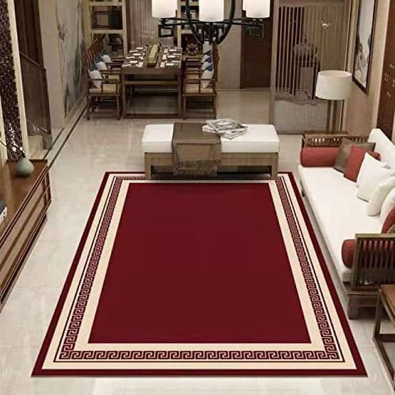 Boho Area Rug Machine Washable, Non Slip Area Rugs for Entryway Bedroom Bedside Kitchen Hallway Living Room Laundry Room Indoor Mat Soft Low-Red Rug with Boxes