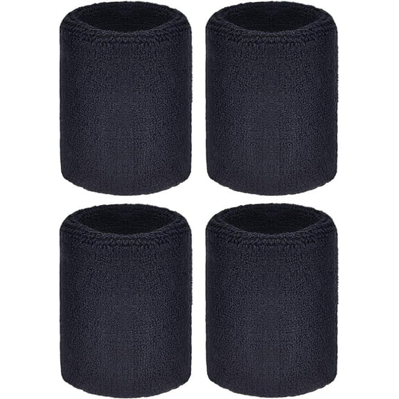 2 Pair Wrist Sweatbands Sports Wristbands for Men & Women, Sweat Absorbing Cotton Terry Cloth Wristband