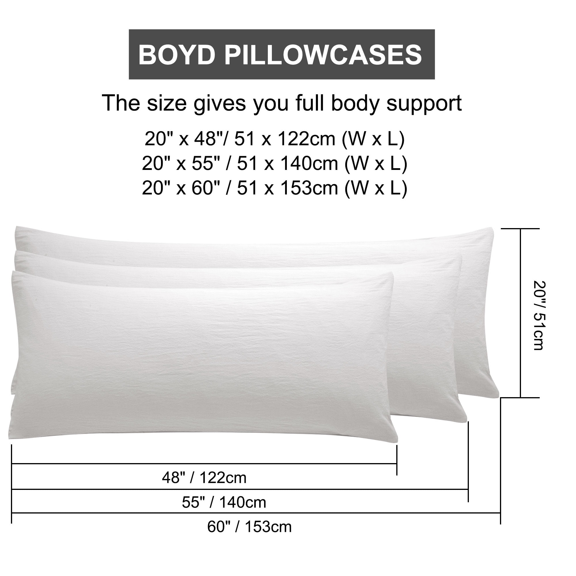 Unique Bargains Envelope Closure Washed Microfiber Body Pillowcases Light Gray 20"x54"