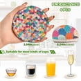thumbnail image 2 of Yayeee 6 PCS Drink Coasters with Holder Set Woven Absorbent Round Tabletop Hot Pad, Blue Colorful Circles, 2 of 7