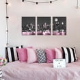thumbnail image 2 of Romantic Black and Pink New York City Night Scenes Canvas Wall Art- Modern Cityscape Sailboat Building Prints Painting for Living Bedroom Home Decor 3Panels Each 12"x16", 2 of 6