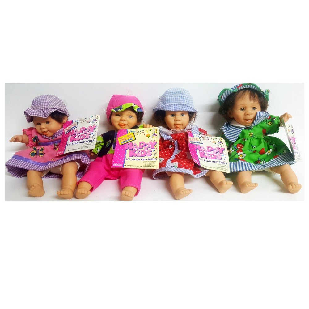 1997 Palm Pals Series II "Happy Kids" Bean Bag Dolls GIGO Toy Set of 4