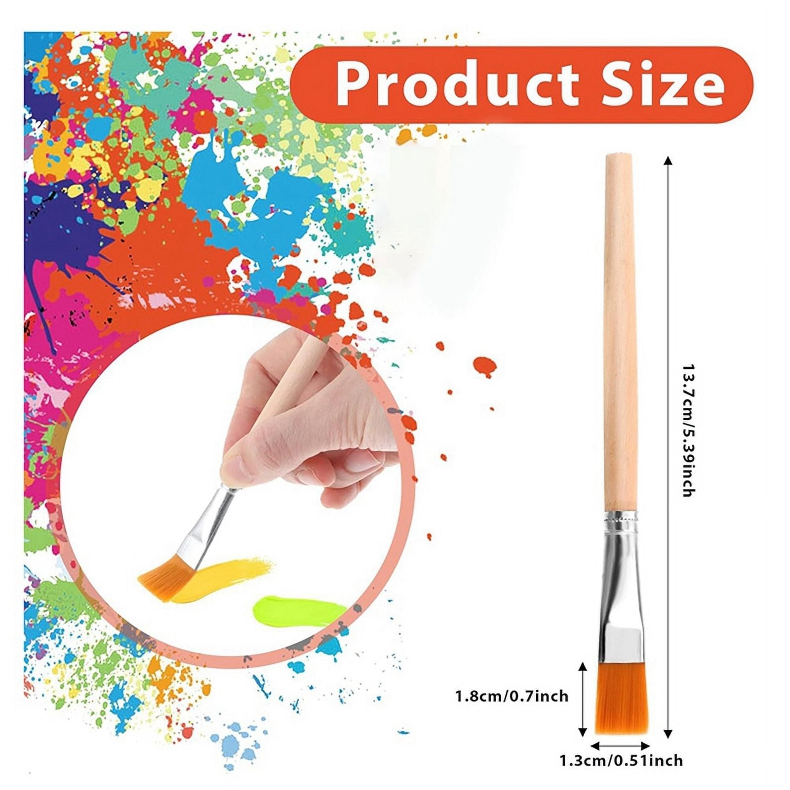 300Pcs Flat Paint Brushes, 3/4 Inch Wood Paint Brush Artist Craft Paint Brushes Watercolor Brush Bulk Painting for Art