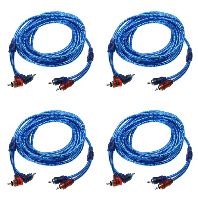 5 Metros 2 RCA A 2 RCA Enchufe Coche Audio Amplificador Trenzado Cable Cobre