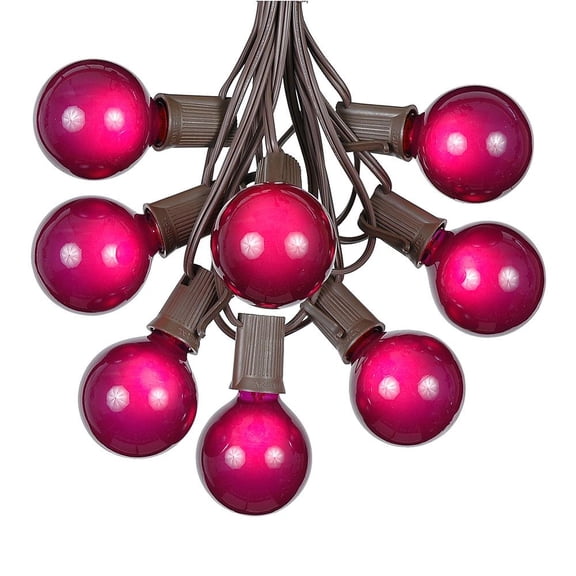 Novelty Lights 25 Feet Purple G50 Globe Outdoor Patio String Lights, Brown Wire