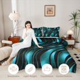 thumbnail image 3 of Castle Fairy 3D Metallic Teal Wave Queen Comforter Set 3 Pieces,Glossy Curved Abstract Texture Comforter Sets Queen,Teal Black,Black Reversible,1 Comforter and 2 Pillowcases, 3 of 6