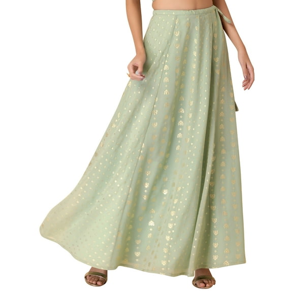 Pastel Green Foil Flared Lehenga