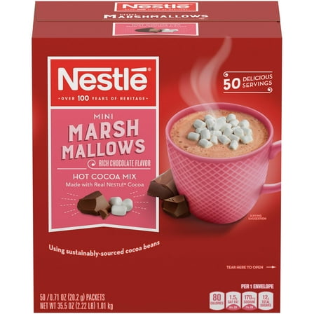 2 x - Nestle Hot Cocoa Mix, Rich Chocolate with Mini Marshmallows, 0.71-Ounce Packages, 50 Count