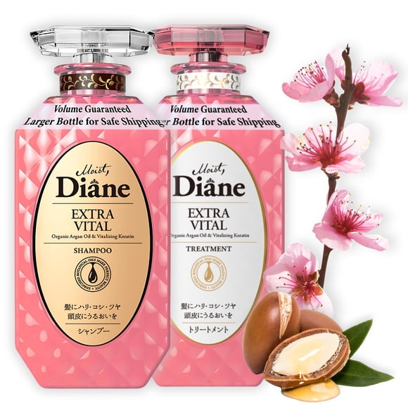 Juego de champú y acondicionador natural Moist Diane para cabello dañado y fino, cuidado del cabello orgánico para mujeres y hombres con aceite de argán orgánico y queratina pura de Japón, sin sulfato