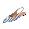 thumbnail image 2 of Purcolt Womens Stripes Canvas Slingback Flats Dressy Casual Pointed Toe Slip On Ballet Shoes Comfort Soft Sole Dress Shoes with Elastic Ankle Strap, 2 of 9