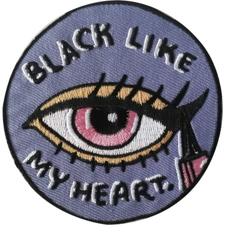 - Eyes Black Like My Heart - Sew Iron on, Embroidered Original Artwork - Patch - 3.7