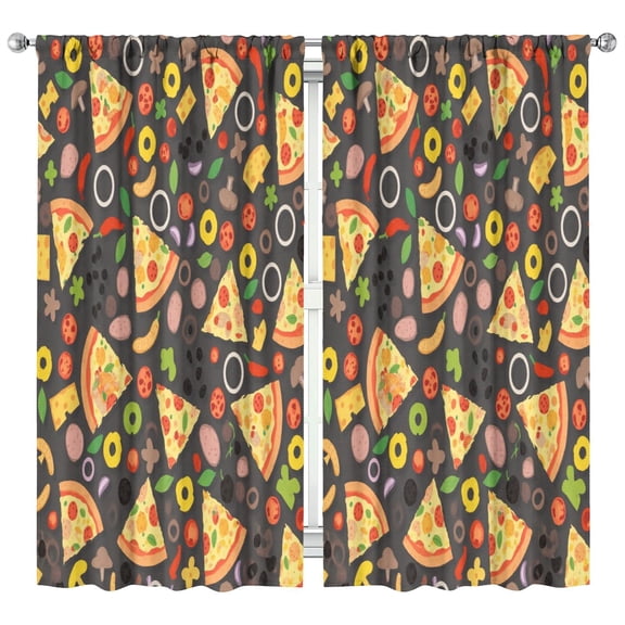 Pizza (41)_23 Curtains-blackout Curtains Bedroom Decor Living Room Darkening Grommet Window Drapes 2 Panels Set 42"x 84"