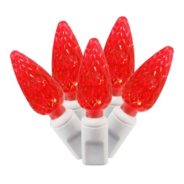 LED Fil Blanc Connectable 25 Pieds de Long avec Lumières Rouges