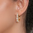 thumbnail image 4 of Gem Stone King 18K Yellow Gold Plated Silver Sky Blue Aquamarine and White Topaz Hoop Earrings for Women (2.82 Cttw, Round 4MM and 1.9MM, Gemstone Birthstone 1 inch Diameter), 4 of 5