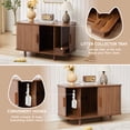 thumbnail image 5 of Cat Litter Box Enclosure, Hidden Cat Washroom Furniture with Dog-Proof Design, Modern Tambour Sliding Door Cat Condo with Litter Collector Tray & Ventilation Holes, Cat House for Living Room, Walnut, 5 of 8