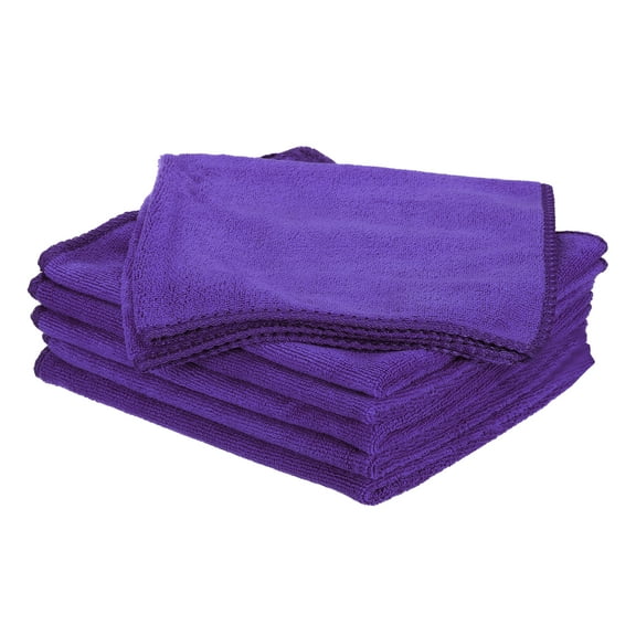 Uxcell 6pcs 16" x 16" Microfiber Cleaning Cloth Absorbent, Purple