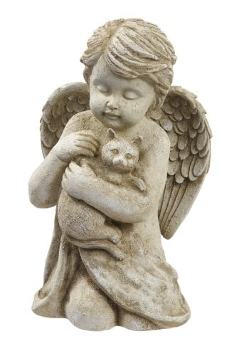 Cherub W/ Puppy Memorial Statue Garden Yard Angel Sculpture Animal Dog Figurine 