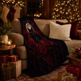 thumbnail image 3 of Black Cat Moon Garden with Red Roses, Ornate Vines and Golden Eyes, Soft Flannel Blanket, Home Decor for Cat Lovers, Bedroom and Living Room, Halloween Gift, Dark Gothic Floral Art, 3 of 9