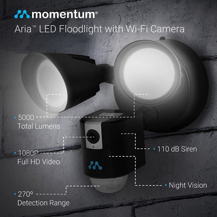 momentum aria led floodlight with wifi camera