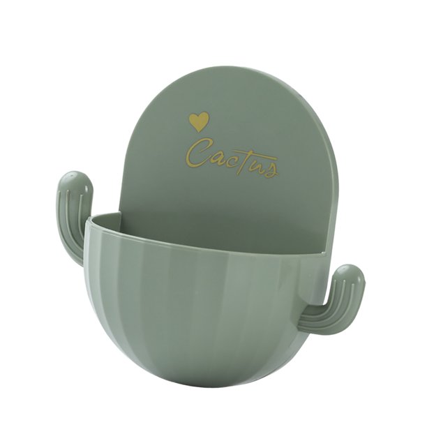 Yuarrent Caja de almacenamiento Organizador de drenaje de plástico Soporte de contenedor de baño montado en la pared con ganchos Contenedor de baño Juegos de accesorios de baño verde claro Yuarrent HA003243-02