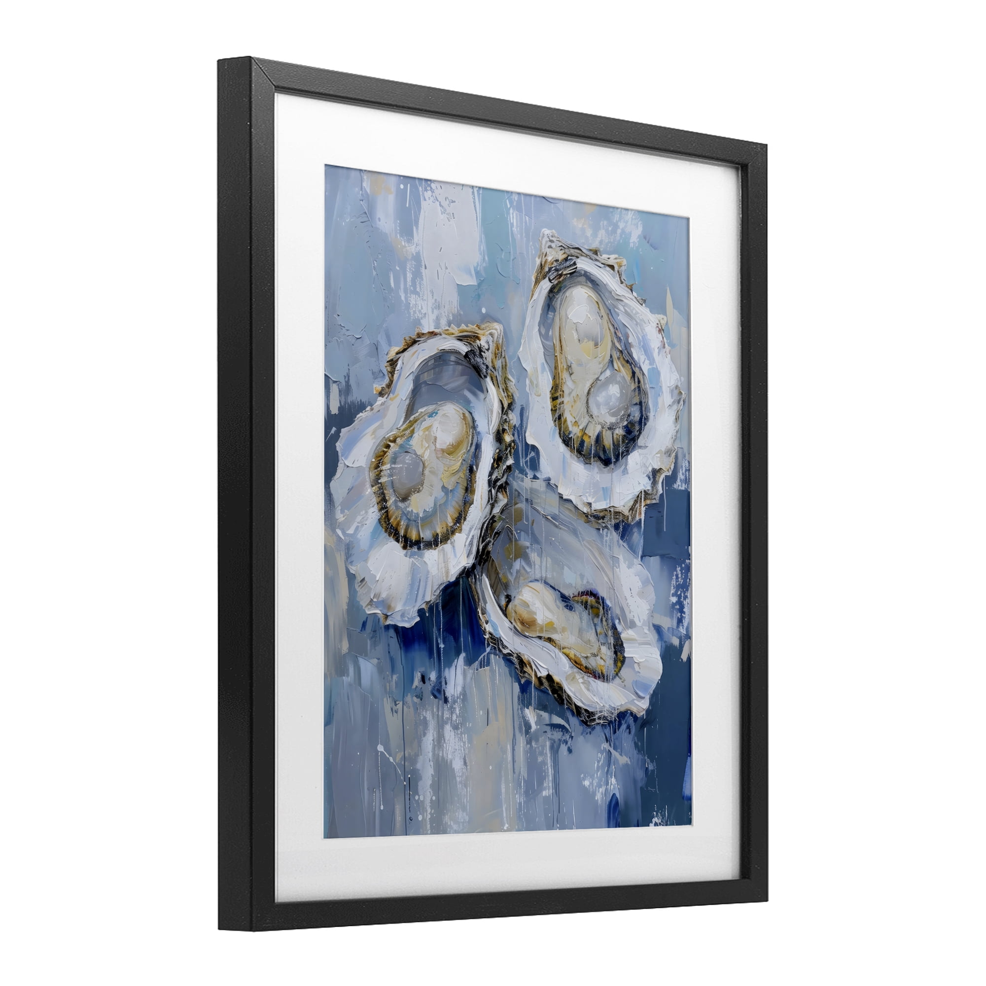 Stupell Industries Vibrant Blue Oysters Black Framed Print Under Glass, design by Creative Studio