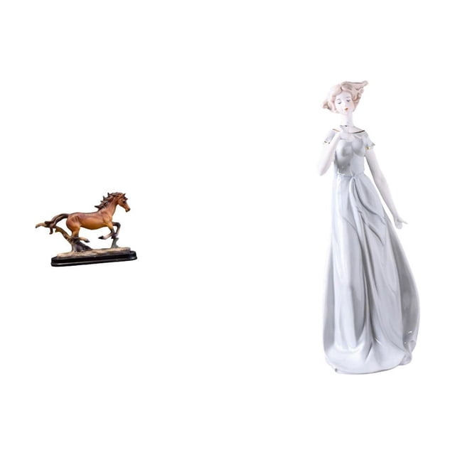 Escultura Figura Pieza De Arte Coleccionable Adorno Estatua De Caballo Niña De Cerámica Dama De Porcelana Nórdica Moderna Estantería Escritorio Sala De Estar Decoración Del Hogar