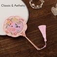 thumbnail image 3 of Dsgvw Hand Mirror, Handheld Mirror with Hummingbird Embossed Patterns, Metal Classic Makeup Mirror, Personal Cosmetic Mirror, Compact and Portable, Unique Gifts for Women(Rose Gold), 3 of 5
