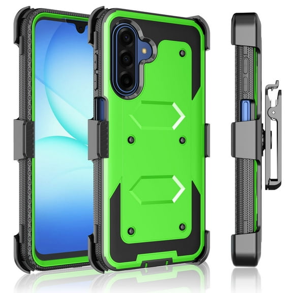 Njjex Samsung Galaxy A17 5G Holster Case[3-in-1]Military-Grade Drop Protection,Built-in Screen Protector &360°Rotating Belt Clip Carrying Swivel Defender Full Body Cover for Samsung A17 -Green