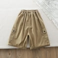 thumbnail image 4 of MKOSPLRT Boys Cargo Shorts with Pokcet 4-14 Years Elastic Waist Lounge Shorts Solid Color Rolled Shorts Trendy Streetwear Shorts, 4 of 9
