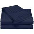 thumbnail image 4 of 1200 Thread Count Queen Size Deep Pocket Stripe Cotton Sheet Set (Queen, Navy), 4 of 5