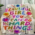 thumbnail image 3 of 1pc Warm And Soft Flannel Blanket With English Slogan Print - Perfect For Bed, Sofa, And Camping, 3 of 5