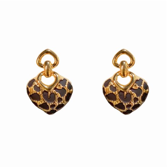 Leopard Print Heart-Shaped Earrings