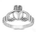 thumbnail image 1 of Oxidized Heart Claddagh Promise Purity Ring .925 Sterling Silver Band Jewelry Female Male Size 10, 1 of 4